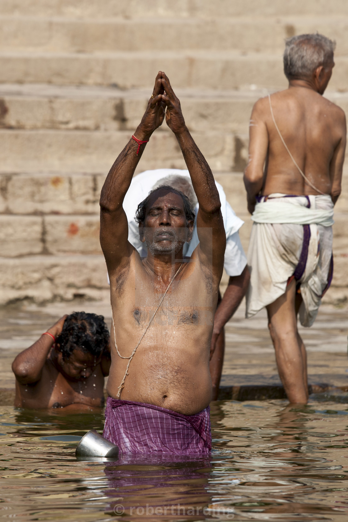 Indian Hindu Man Bathing A